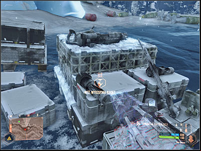Choose the rocket launcher from your inventory and wait for the right moment to attack the vehicle (screen) - Going after colonel Lee #1 - Mission 4: Frozen Paradise - Crysis Warhead - Game Guide and Walkthrough