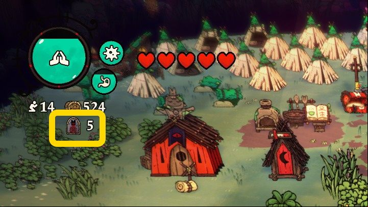 Here the number of Commandment Stones is displayed, which are used to introduce Doctrines to your cult - Cult of the Lamb: Game interface - Basics - Cult of the Lamb Guide