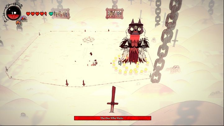 The fight against The One Who Waits is divided into two completely different phases, in which the boss takes different forms and uses different attacks - Cult of the Lamb: All Bosses - Basics - Cult of the Lamb Guide