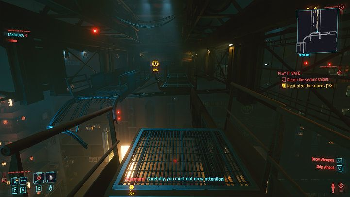 Go right until you get to the ladder - climb higher - Cyberpunk 2077: Play It Safe walkthrough - Act 2 - Cyberpunk 2077 Guide