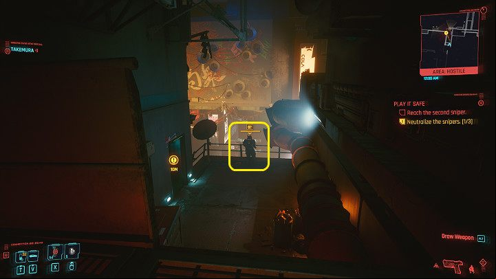 Now you have to go down the narrow spiral - Cyberpunk 2077: Play It Safe walkthrough - Act 2 - Cyberpunk 2077 Guide