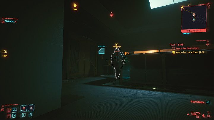 Hack an electrical appliance on the other side of the room to lure him to the corner of the room, then get him from behind and eliminate him - Cyberpunk 2077: Play It Safe walkthrough - Act 2 - Cyberpunk 2077 Guide