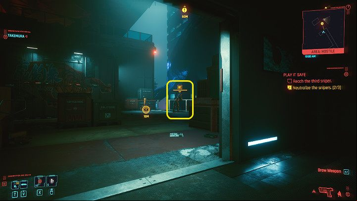 Walk down the corridor on the left and you will exit the building - Cyberpunk 2077: Play It Safe walkthrough - Act 2 - Cyberpunk 2077 Guide