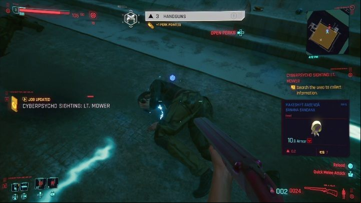 After neutralizing your opponent, get the necessary information - Cyberpunk 2077: Lt. Mower - cyberpsycho sighting walkthrough - Cyberpsycho Sighting - mini-bosses - Cyberpunk 2077 Guide