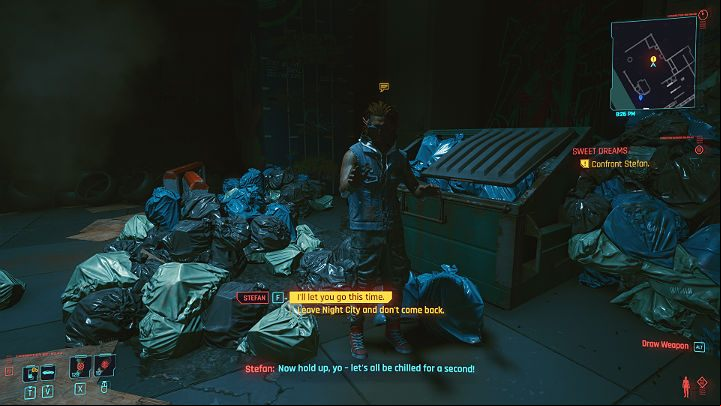 After leaving the Scavengers hideout, head straight to Stefan to a complaint - Cyberpunk 2077: Sweet Dreams - walkthrough - Exploration - Cyberpunk 2077 Guide