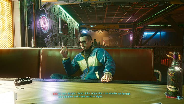 Kirk is interested in the things located in the van parked in the Valentinos gang territory - Cyberpunk 2077: Small Man, Big Mouth - walkthrough - Exploration - Cyberpunk 2077 Guide