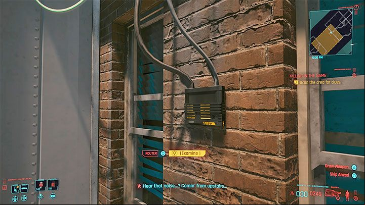 Your task is to find a router - it will be attached to a wall of the building on one of the upper floors - Cyberpunk 2077: Killing in the Name - walkthrough - Exploration - Cyberpunk 2077 Guide