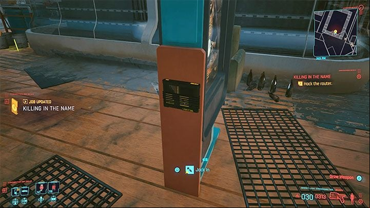 Examine the side of the bot to find the last router - Cyberpunk 2077: Killing in the Name - walkthrough - Exploration - Cyberpunk 2077 Guide