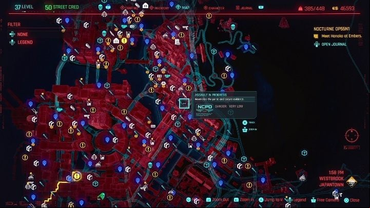 In the Westbrook district, you can carry out an assault in 14 locations - Cyberpunk 2077: Westbrook, ND Scanner Hustles - Map, Walkthrough - ND Scanner Hustles - Cyberpunk 2077 Guide