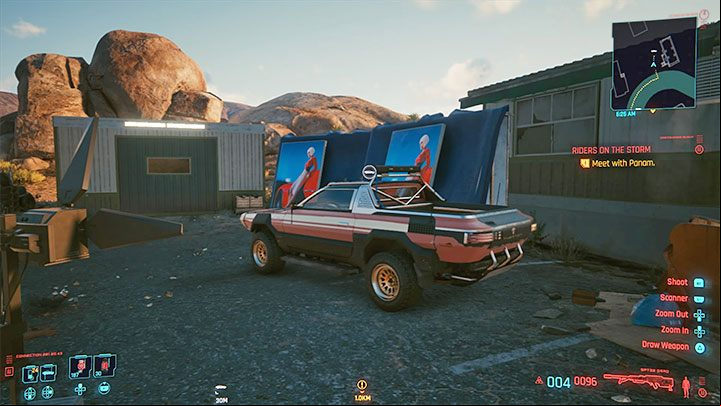 Thorton Colby CX410 Butte is parked at an abandoned movie set - Cyberpunk 2077: Badlands, ND Scanner Hustles - Map, Walkthrough - ND Scanner Hustles - Cyberpunk 2077 Guide