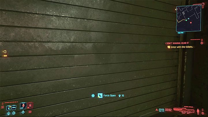 Method 4 - Reaching the club from the side of the garage: In this scenario, go to the right of the club entrance, instead - Cyberpunk 2077: I Dont Wanna Hear It (Kerry) - walkthrough - Storyline quests - Cyberpunk 2077 Guide