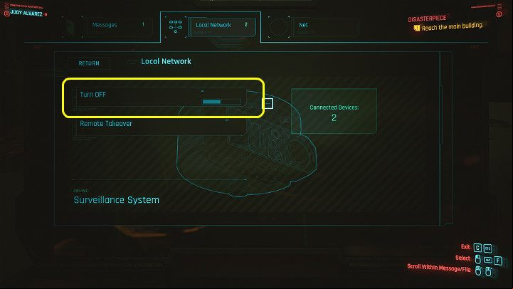 Use the computer and turn off the cameras - Cyberpunk 2077: Disasterpiece walkthrough - Act 2 - Cyberpunk 2077 Guide