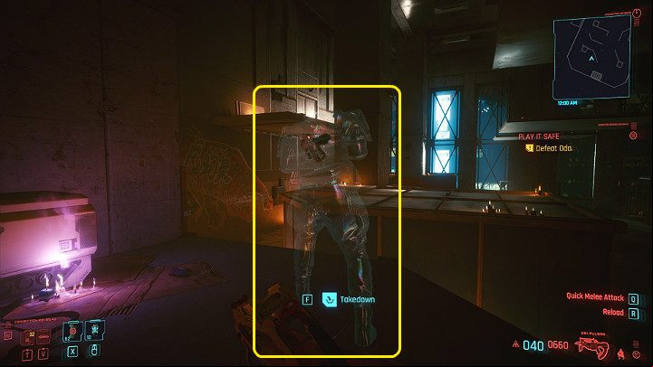 The opponent may also use special camouflage, which makes him almost invisible - Cyberpunk 2077: How to beat Oda? - Bosses - Cyberpunk 2077 Guide