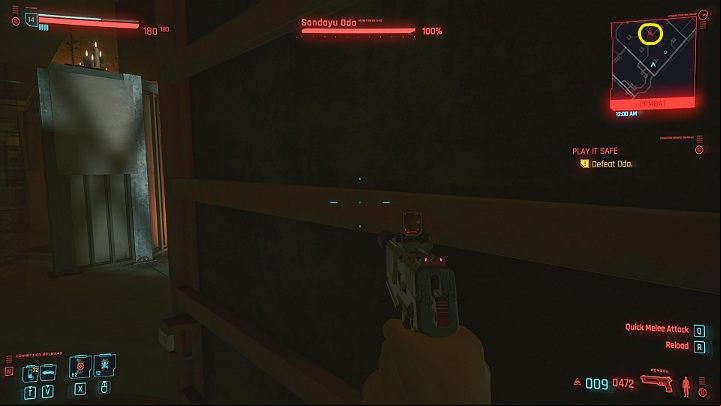 As soon as the fight starts, start running to lose Oda - Cyberpunk 2077: How to beat Oda? - Bosses - Cyberpunk 2077 Guide