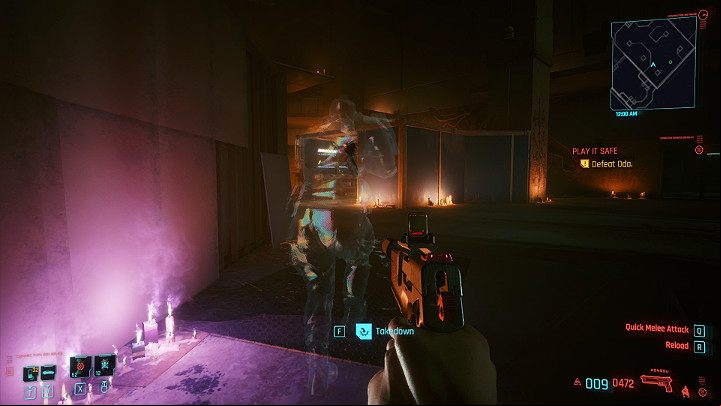 Your opponent will surely approach you and continue patrolling the area but won't be in combat mode - Cyberpunk 2077: How to beat Oda? - Bosses - Cyberpunk 2077 Guide