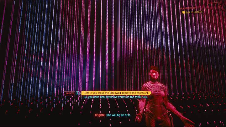 Go back to the BBS to talk to Brigitte - Cyberpunk 2077: Transmission walkthrough - Act 2 - Cyberpunk 2077 Guide