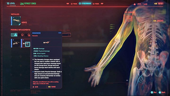 The Monowire is bought from ripperdoc, but the offer may not be available from the start - Cyberpunk 2077: How to unlock Monowire? - Cyberware - Cyberpunk 2077 Guide
