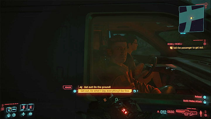When you reach the destination of the planned attack, take out the stingers and grenades from the trunk - Cyberpunk 2077: Rebel! Rebel! (Kerry) - walkthrough - Storyline quests - Cyberpunk 2077 Guide