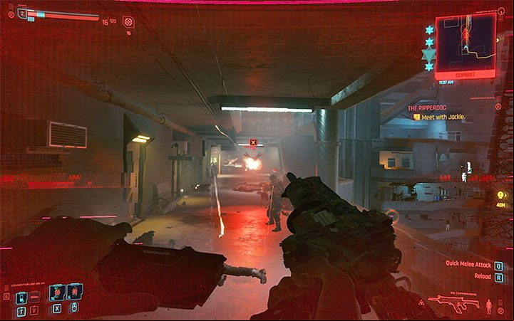 The gradual loss of health points is indicated by image distortions in addition to the depletion of the HP bar - Cyberpunk 2077: Death and its consequences - Basics - Cyberpunk 2077 Guide