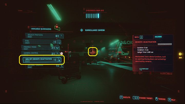 First of all, you should pay attention to the camera on the left - Cyberpunk 2077: Belly of the Beast - walkthrough - Act 3 - Cyberpunk 2077 Guide