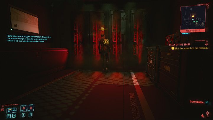 The Netrunner in the guard room is busy with his business so he will definitely not pay attention to you - Cyberpunk 2077: Belly of the Beast - walkthrough - Act 3 - Cyberpunk 2077 Guide