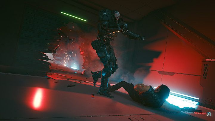 As soon as you enter the main corridor leading to Mikoshi, Adam Smasher, one of the main bosses in Cyberpunk 2077, will stand in your way - Cyberpunk 2077: Belly of the Beast - walkthrough - Act 3 - Cyberpunk 2077 Guide