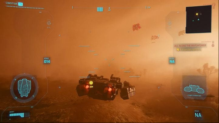 Just before the border, they fly into a sandstorm and are discovered by MiliTech drones - Cyberpunk 2077: Nomad ending - cooperation with Panam and Aldecaldos - Endings - Cyberpunk 2077 Guide