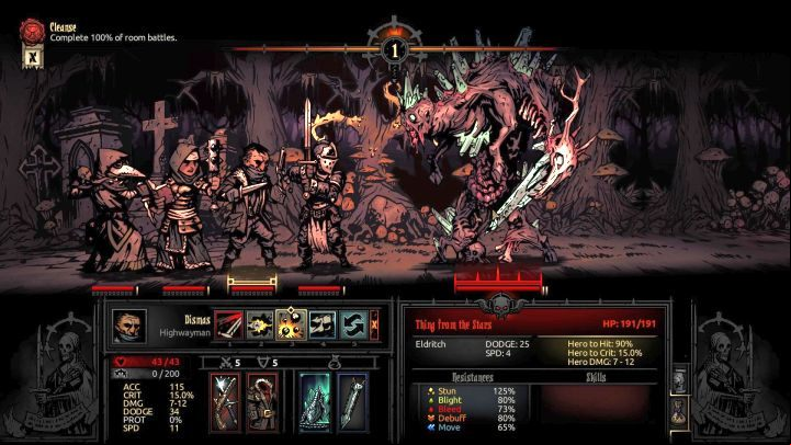 The starting team should be able to cope with this boss. - Darkest Dungeon The Color of Madness: How to beat Thing from the Stars? - Bosses - Darkest Dungeon Game Guide & Walkthrough