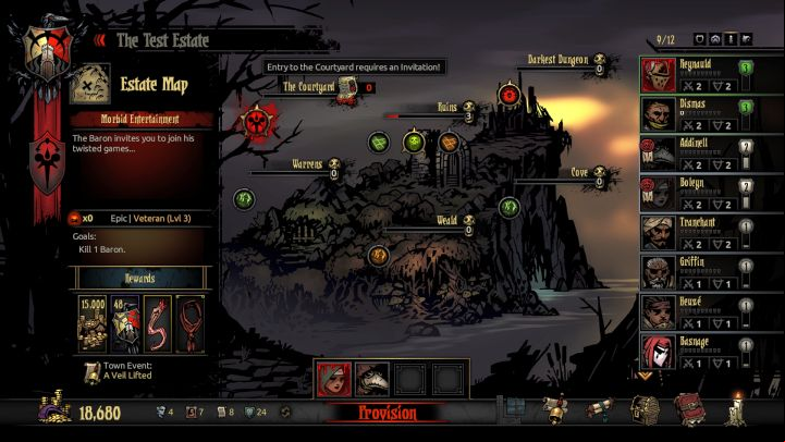 A new area, Courtyard, one of the features of the Crimson Court DLC. - What the Crimson Court brings to the Darkest Dungeon? - Tips - Darkest Dungeon Game Guide & Walkthrough