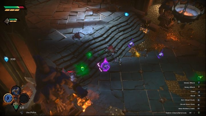 To use this skill, you have to pick up the yellow orbs that fall out of the killed creatures - Starting tips for Darksiders Genesis - Basics - Darksiders Genesis Guide