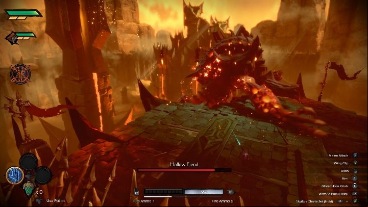 One of the most aggressive attacks of the enemy is his paw swing - Hollow Fiend - Chapter 1 | Boss in Darksiders Genesis - Bosses and mini-bosses - Darksiders Genesis Guide