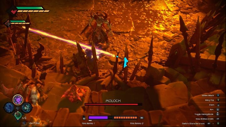 If the enemy forces you to move close to the wall, you wont be able to escape - Moloch - chapter 16 | Boss in Darksiders Genesis - Bosses and mini-bosses - Darksiders Genesis Guide