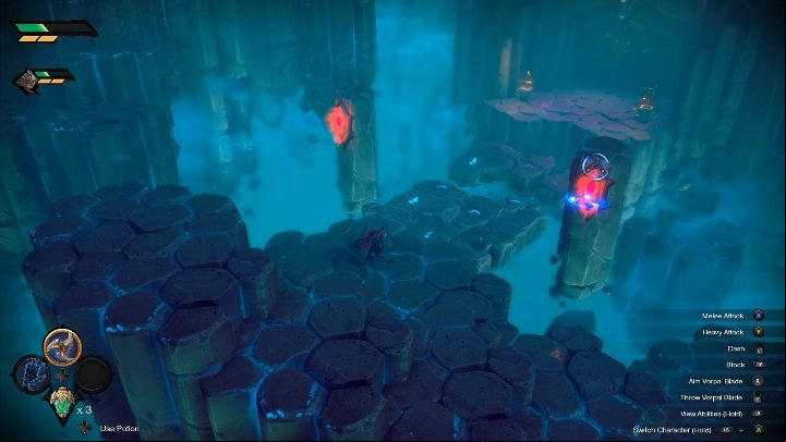 To open the age, you must mark two targets and throw the Vorpal Blade to activate them both - How to open the Trickster Door in the Void Chapter 1 in Darksiders Genesis? - Puzzles - Darksiders Genesis Guide