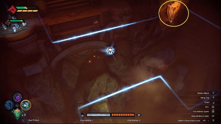 The sphere you create can only move around a certain area - it cant touch the blue lines - How to use Aether Spark Chapter 11 in Darksiders Genesis? - Puzzles - Darksiders Genesis Guide