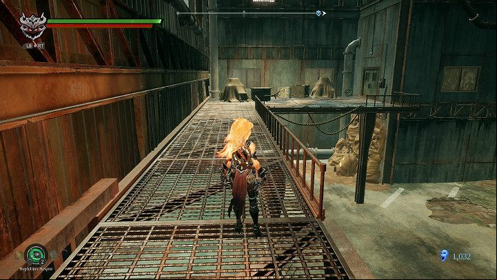 After the fight, jump onto the balcony on the left and collect the item behind the crates - The drowned district | Darksiders 3 Walkthrough - Walkthrough - Darksiders 3 Guide