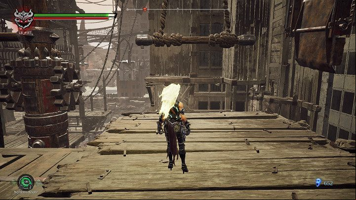 Hit the gearwheel in such a way that the trapeze moves to the position shown in the image above - The Scar | Darksiders 3 Walkthrough - Walkthrough - Darksiders 3 Guide