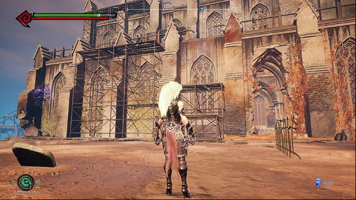 Turn towards the cathedral building and jump on the roof using the scaffolding - South End | Darksiders 3 Walkthrough - Walkthrough - Darksiders 3 Guide