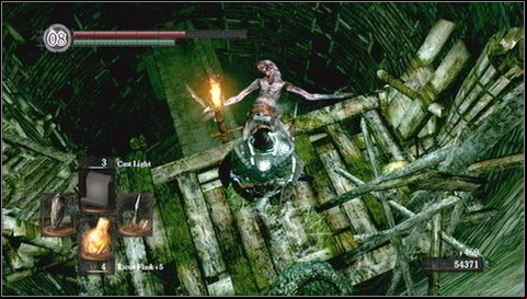 If you killed a worm already, you do not have to use a ladder to the right (but to collect an item he drops - it is a spell Pyromancy: Power Within) - Blighttown - p. 3 | Walkthrough - Walkthrough - Dark Souls Game Guide & Walkthrough