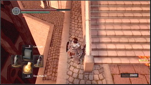 In the backside part of the tower youll find a chest with Demon Titanite - Anor Londo - p. 1 | Walkthrough - Walkthrough - Dark Souls Game Guide & Walkthrough
