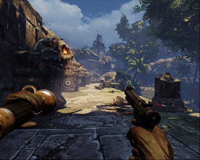 The switches on your side will help you eliminate the Germans. - Mayan Jungle | Walkthrough - Walkthrough - Deadfall Adventures Game Guide & Walkthrough