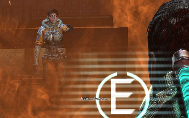 After getting to the age, the door gets damaged - help your companion to close the door by pressing a proper key, thus leaving Ellie to die - Arrange Rosetta at the sample array | 15: A Change of Fortitude - 15: A Change of Fortitude - Dead Space 3 Game Guide