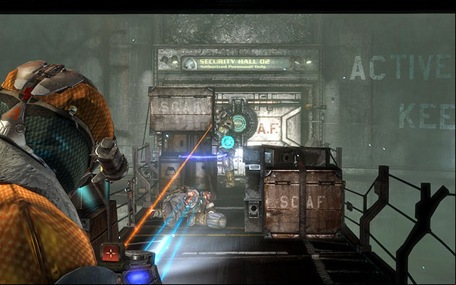 There are several Unitologists on the bridge - use crates as covers and get rid of opponents - Collect the munitions cache | Side missions: Armory - Side missions: Armory - Dead Space 3 Game Guide