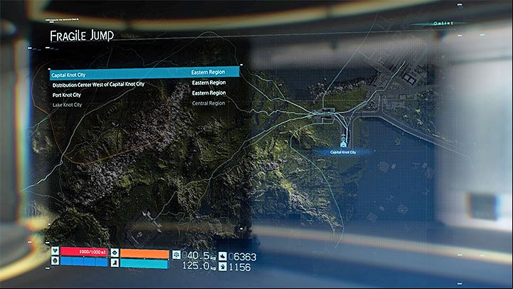 The available fast travel locations will appear on the screen - these are already visited hideouts or underground private rooms - Is there a fast travel option in Death Stranding? - Exploration and cargo transportation - Death Stranding Guide