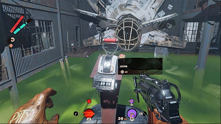 Try to listen to the sounds made by subsequent levers and reach them quickly - Deathloop: Super Shifty - walkthrough - The clues of the arsenal - Deathloop Guide