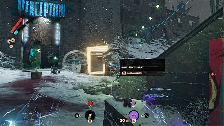 Near some of the presents, aside from enemies you can also encounter randomly placed turrets - Deathloop: Super Shifty - walkthrough - The clues of the arsenal - Deathloop Guide