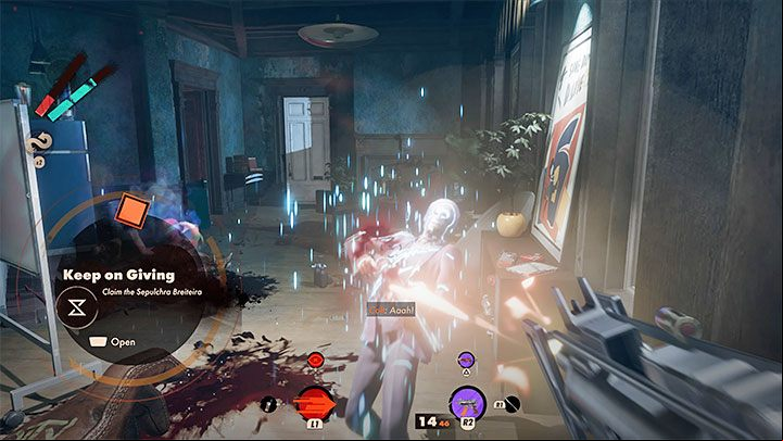 After pulling the lever some enemies will attack Colt from the shutters of a nearby building - more specifically, from the Bakery shutters - Deathloop: Keep On Giving - walkthrough - The clues of the arsenal - Deathloop Guide