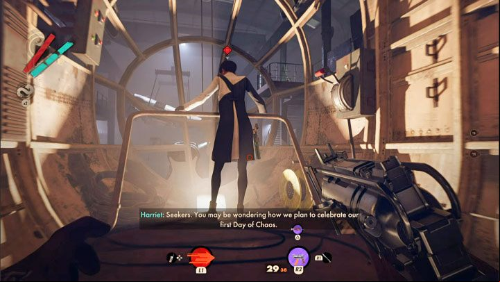 Bying the laser traps will allow you to reach the area behind Harriet - Deathloop: Chaos Theory - walkthrough - Visionary Leads - Deathloop Guide