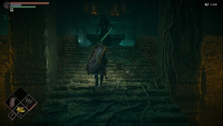 The Reaper is on the lower floor - Demons Souls Remake: The Ritual Path (4-2) - walkthrough - Temple of Storms (Region 4) - Demons Souls Remake Guide