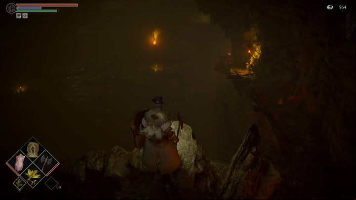 After ing a few dozen meters, you will see a huge gap - Demons Souls Remake: Swamp of Sorrow (5-2) - walkthrough - Valley of Defilement (Region 5) - Demons Souls Remake Guide