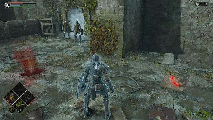 Going up the stairs, on the right side you will encounter two opponents - Demons Souls Remake: Gates Of Boletaria (1-1) - walkthrough - Boletarian Palace (Region 1) - Demons Souls Remake Guide